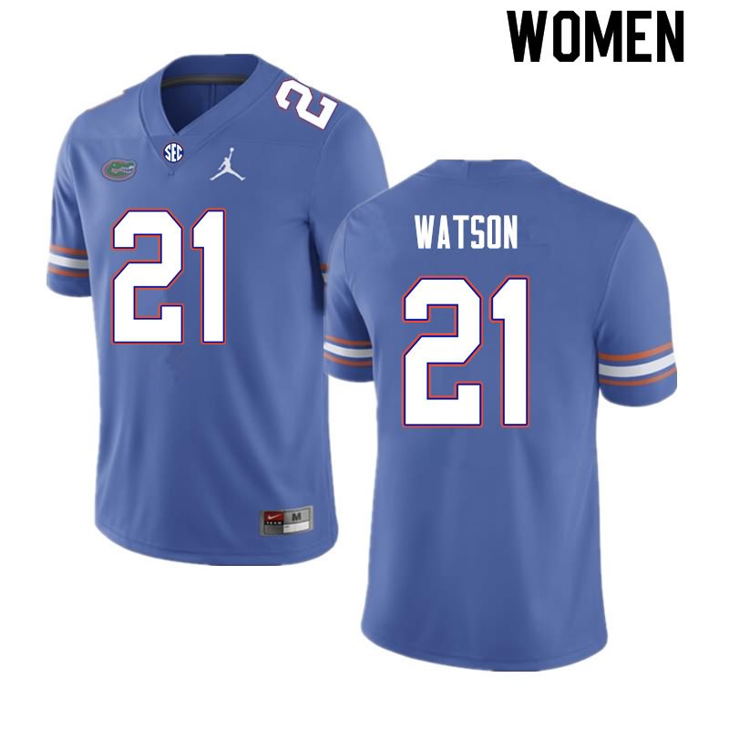 Women's NCAA Florida Gators Desmond Watson #21 Stitched Authentic Nike Royal College Football Jersey ROO6065JO